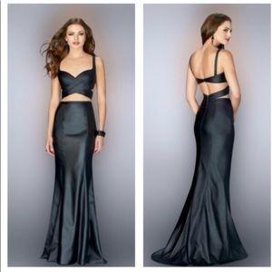 LaFemme Leather Long Dress